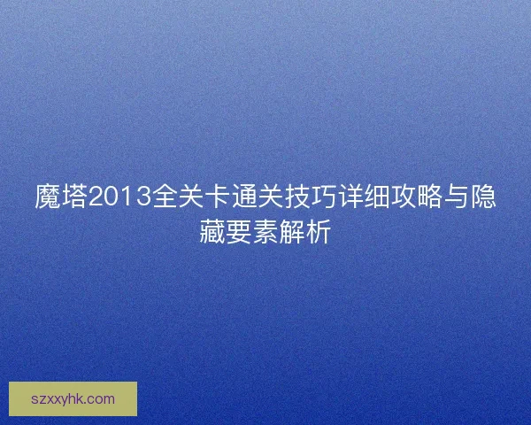 魔塔2013全关卡通关技巧详细攻略与隐藏要素解析